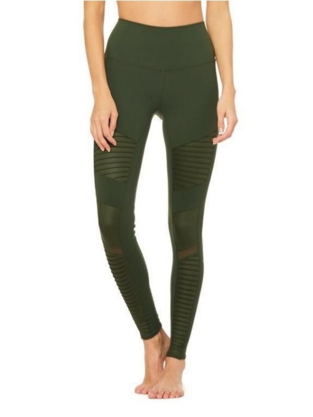 Alo Yoga Revolve Olive Green High Rise Mesh Moto Tight Leggings